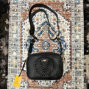 NWT Valentino By Mario Valentino Mia Rock Black Crossbody Bag